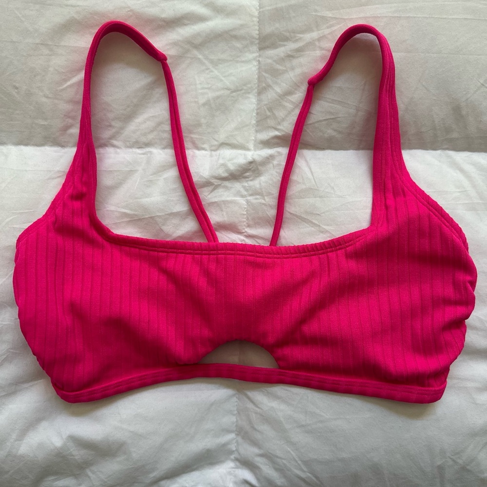 Xhilaration Pink Ribbed Bralette Swim Top
